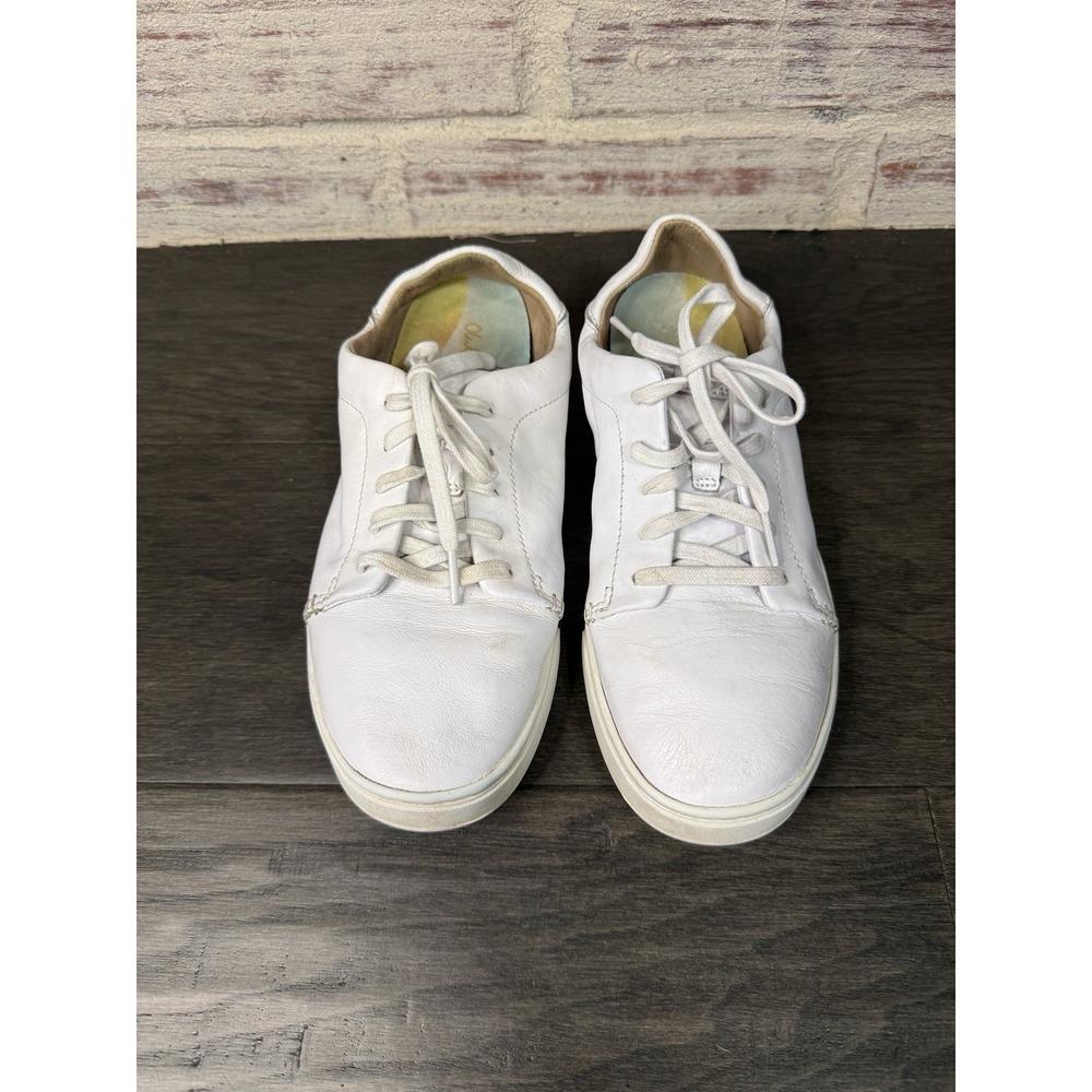 Olukai Pehuea Li'ili Leather Sneakers Womens 8.5 White Casual Shoes Lace Up